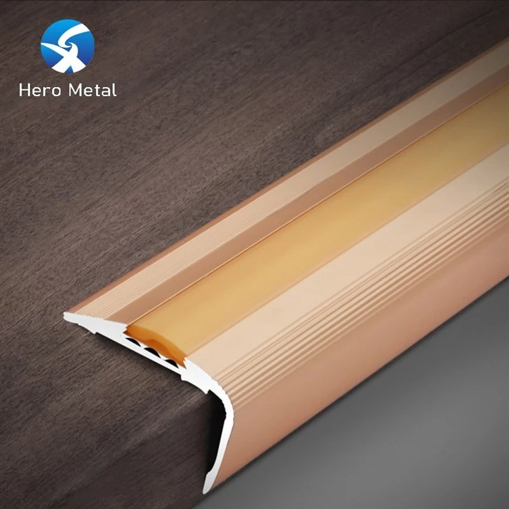 Non Slip Aluminium Stair Nosing With Black Rubber Insert high quality